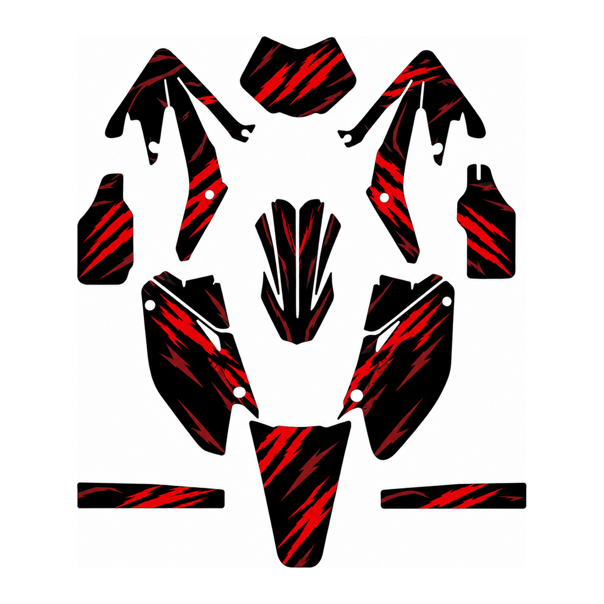 Grafiche adesive personalizzate per HM 50 e 125, rosso e nero — kit Binni Design, modello 15
