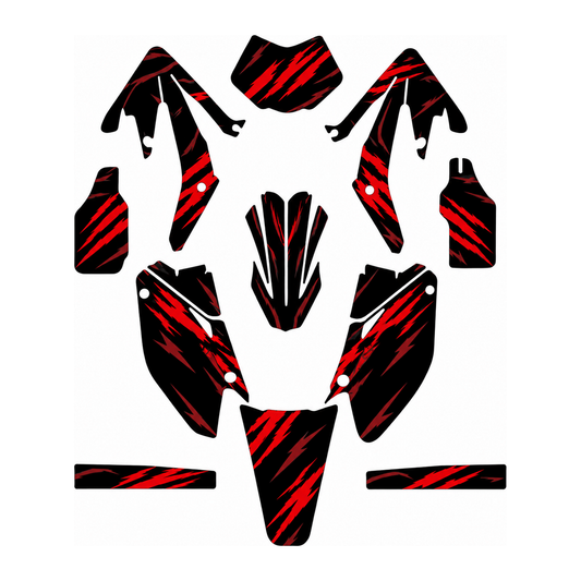 Grafiche adesive personalizzate per HM 50 e 125, rosso e nero — kit Binni Design, modello 15