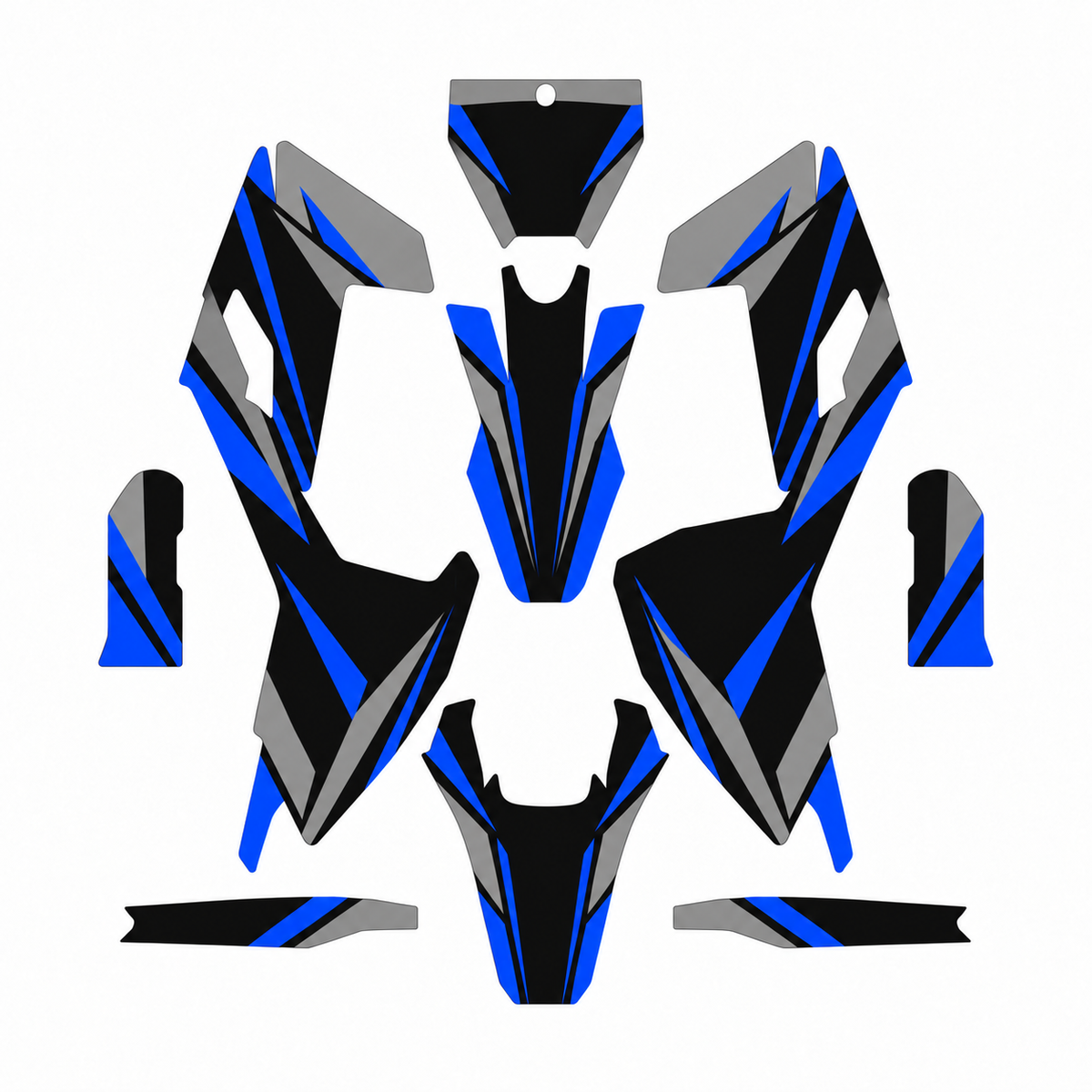 Grafiche adesive personalizzate per Husqvarna SM e WR 125, grigio e nero — kit Binni Design, modello 10