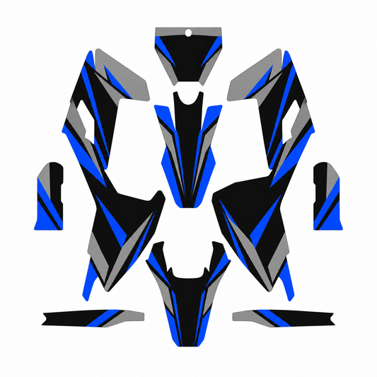 Grafiche adesive personalizzate per Husqvarna SM e WR 125, grigio e nero — kit Binni Design, modello 10