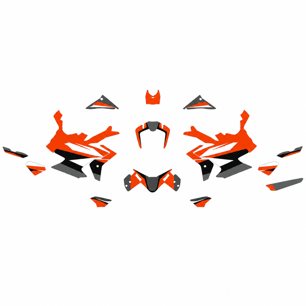 Grafiche adesive personalizzate per KTM adventure, arancio e grigio — kit Binni Design, modello 02