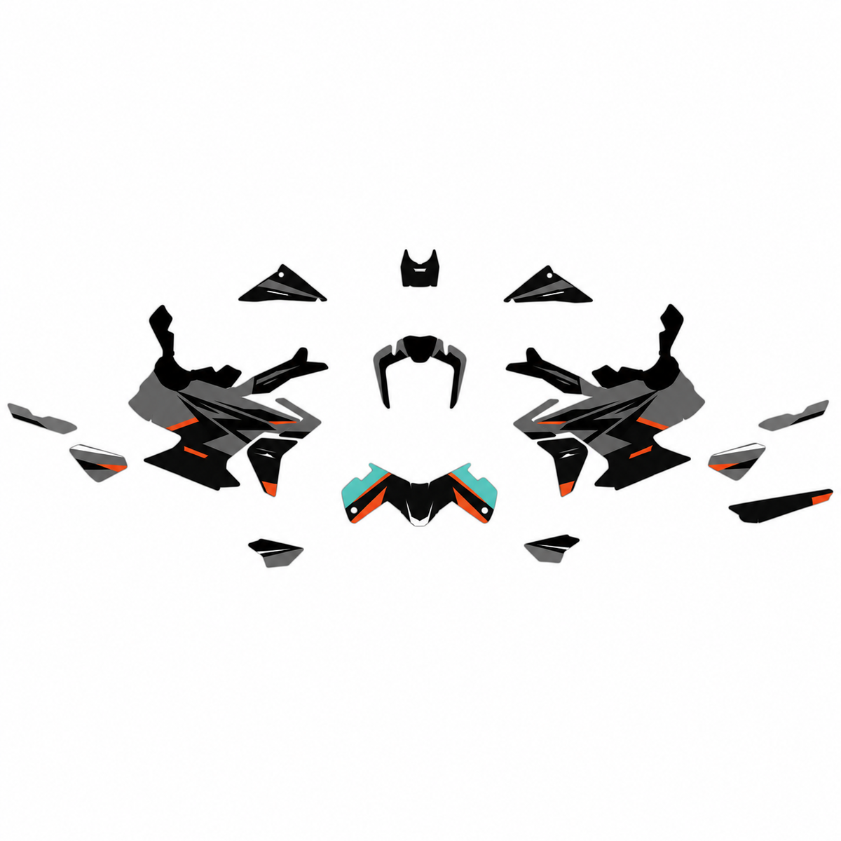Grafiche adesive personalizzate per KTM adventure, grigio e turchese — kit Binni Design, modello 08