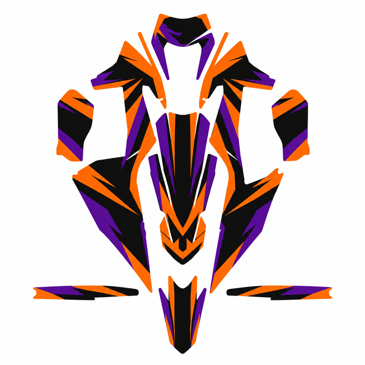 Grafiche adesive personalizzate per KTM motard, arancio e viola — kit Binni Design, modello 10