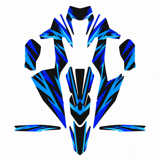 Grafiche adesive personalizzate per KTM motard, blu e nero — kit Binni Design, modello 11