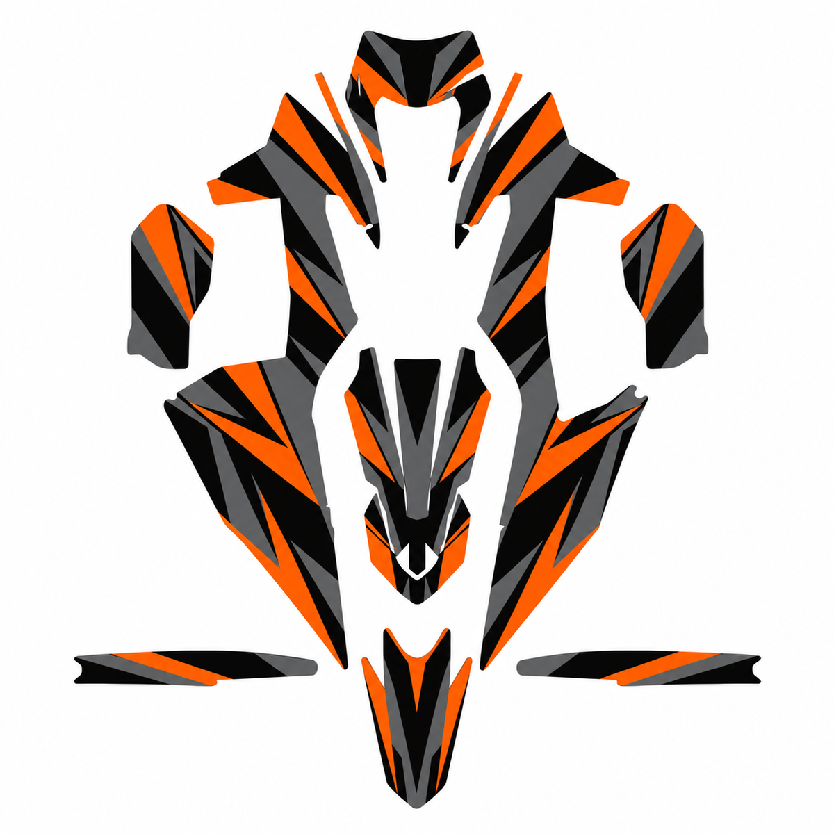 Grafiche adesive personalizzate per KTM motard, grigio e arancio — kit Binni Design, modello 06