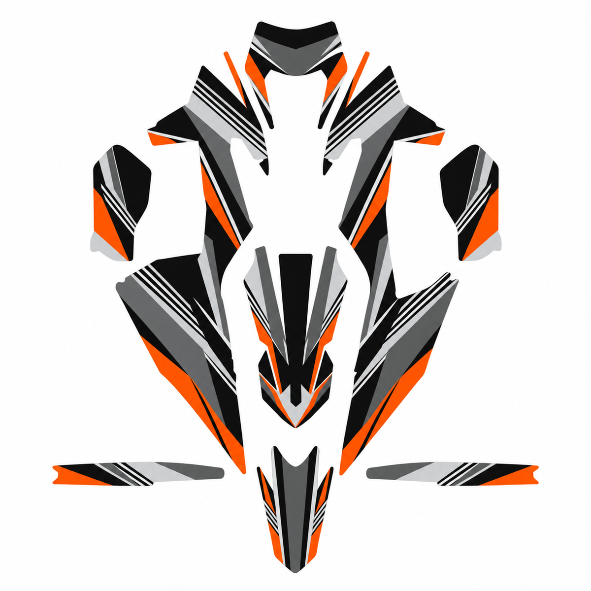 Grafiche adesive personalizzate per KTM motard, grigio e nero — kit Binni Design, modello 02
