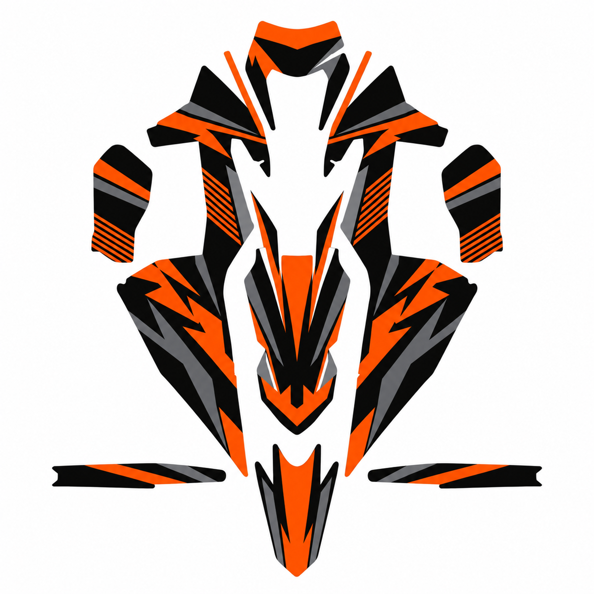 Grafiche adesive personalizzate per KTM motard, nero e arancio — kit Binni Design, modello 03