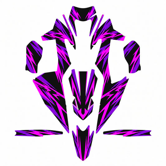 Grafiche adesive personalizzate per KTM motard, viola e fucsia — kit Binni Design, modello 04