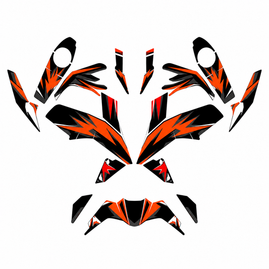 Grafiche adesive personalizzate per KTM stradale, rosso e nero — kit Binni Design, modello 04