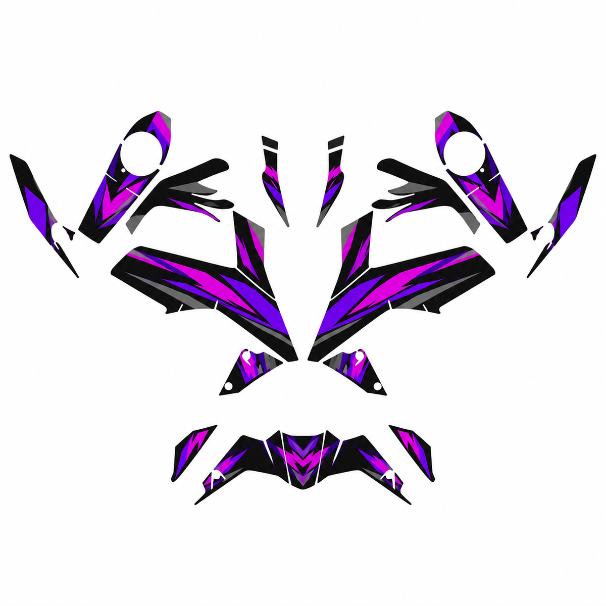 Grafiche adesive personalizzate per KTM stradale, viola e nero — kit Binni Design, modello 01