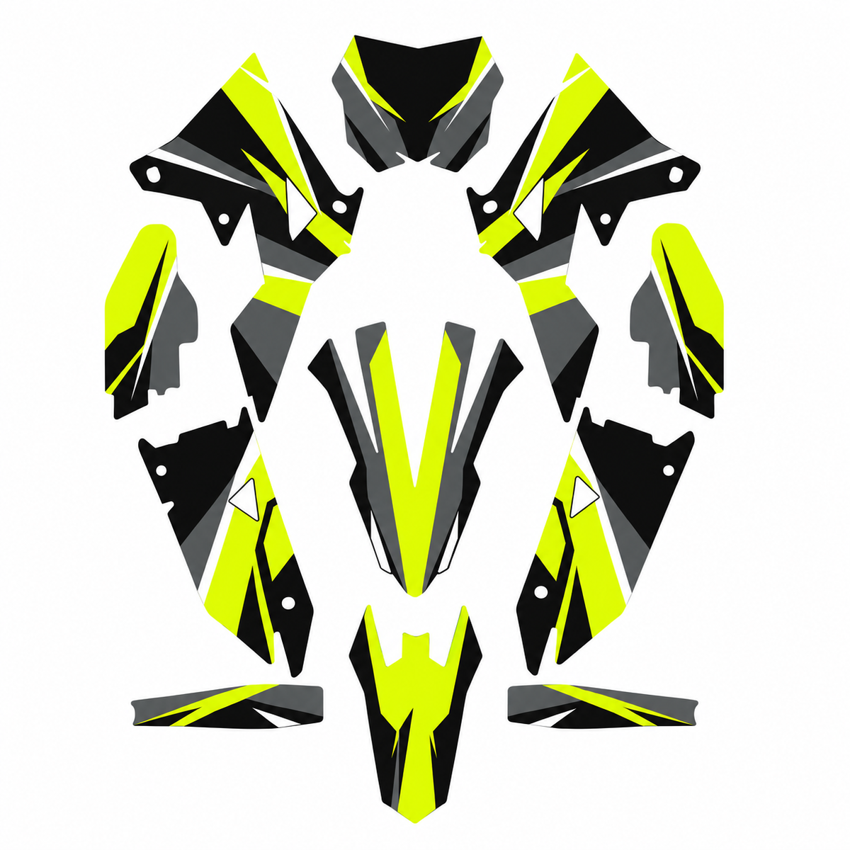 Grafiche adesive personalizzate per Valenti, giallo e nero — kit Binni Design, modello 03