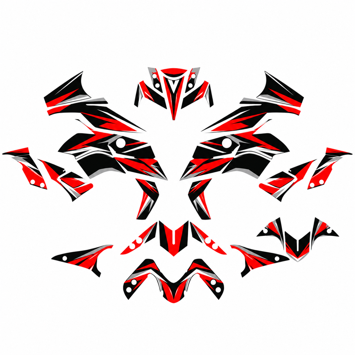 Grafiche adesive personalizzate per Yamaha stradale, rosso e nero — kit Binni Design, modello 03